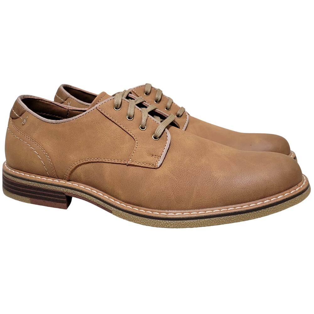 Dockers Men Yim Plain Toe Derby Oxfords Size US 9.5M Cognac Brown Faux Leather